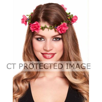 Headband With Hot Pink Flowers