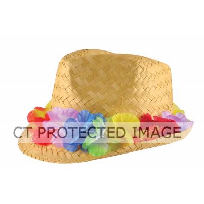 Straw Gangster Hat With Flowers