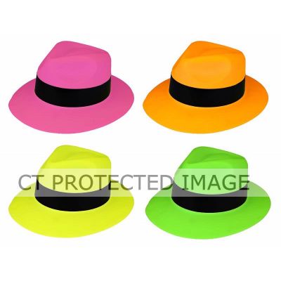 4assorted Plastic Neon Gangster Hat