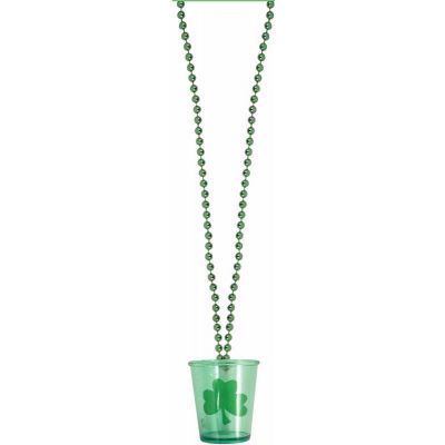 St Pats Day Shot Glass W/necklace