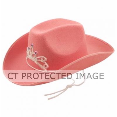 Adult Pink Cowboy Hat W/tiara