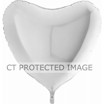 36 Inch White Heart Foil Balloon