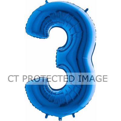 40 Inch Blue Number 3 Foil Balloon