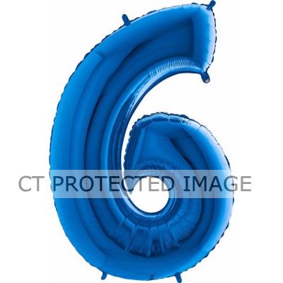 40 Inch Blue Number 6 Foil Balloon