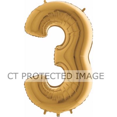 40 Inch Gold Number 3 Foil Balloon