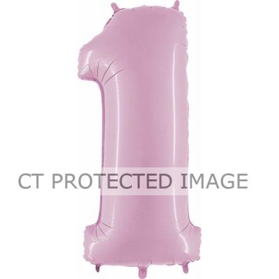 40 Inch Pastel Pink Number 1 Foil Balloon