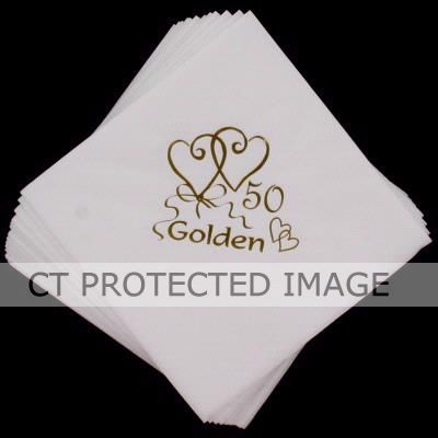  50th Anniversary Gold Foil Napkins (pack quantity 15) 