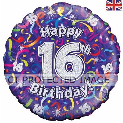 18 Inch 16th Birthday Streamers Holographic Foil