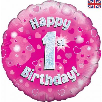 18 Inch Happy 1st Birthday Pink Foil