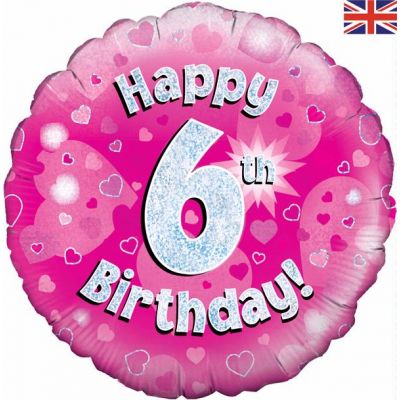 18 Inch Happy 6th Birthday Pink Foil