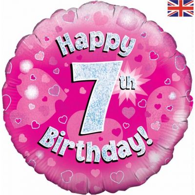 Happy 7th Birthday Pink 18 Inch Foil