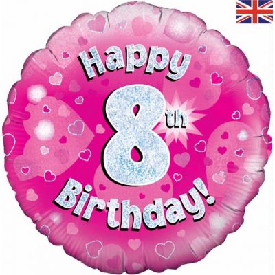 18 Inch Happy 8th Birthday Pink Foil