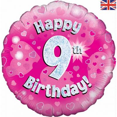 18 Inch Happy 9th Birthday Pink Foil