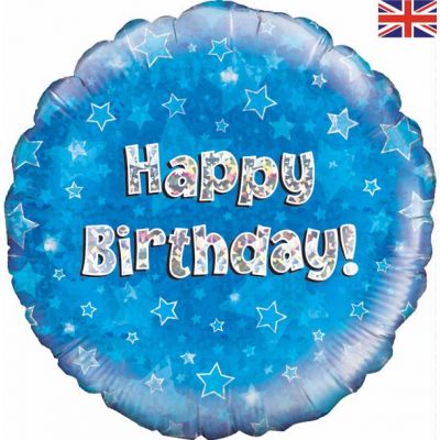 18 Inch Happy Birthday Blue Foil Balloon