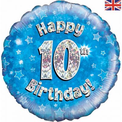 18 Inch Happy 10th Birthday Blue Foil