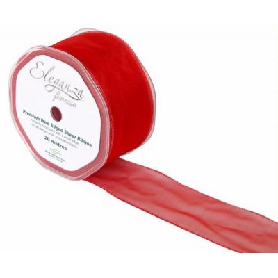 Wired Ribbon 50mmx20m Red