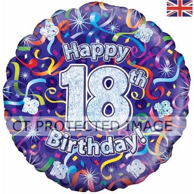 18 Inch 18th Birthday Streamers Holographic Foil