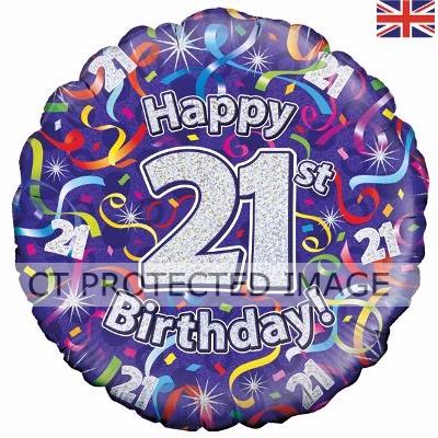 18 Inch 21st Birthday Streamers Holographic Foil