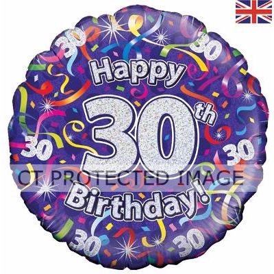 18 Inch 30th Birthday Streamers Holographic Foil