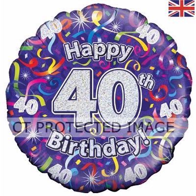 18 Inch 40th Birthday Streamers Holographic Foil