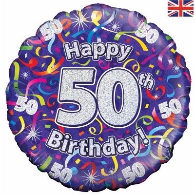 18 Inch 50th Birthday Streamers Holographic Foil