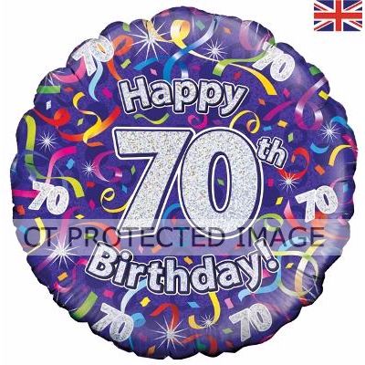 18 Inch 70th Birthday Streamers Holographic Foil