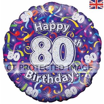 18 Inch 80th Birthday Streamers Holographic Foil