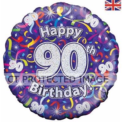 18 Inch 90th Birthday Streamers Holographic Foil