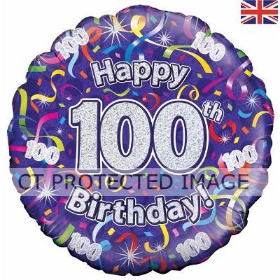 18 Inch 100th Birthday Streamers Holographic Foil