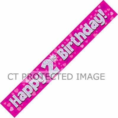 9ft Pink Holo. 2nd Birthday Banner