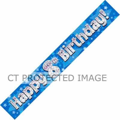 9ft 8th Birthday Blue Holographic Banner