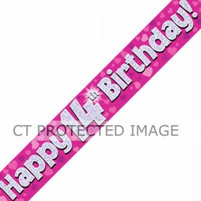 9ft 14th Birthday Pink Banner