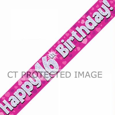 9ft 16th Birthday Pink Banner