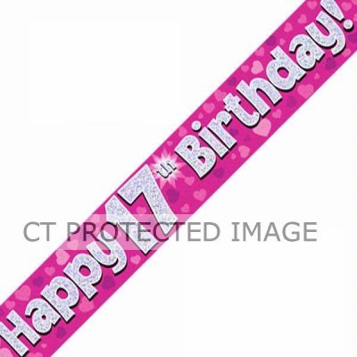 9ft 17th Birthday Pink Banner
