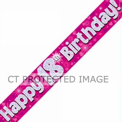 9ft 18th Birthday Pink Banner