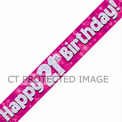 9ft 21st Birthday Pink Banner