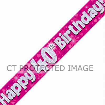 9ft 40th Birthday Pink Banner