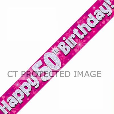 9ft 50th Birthday Pink Banner