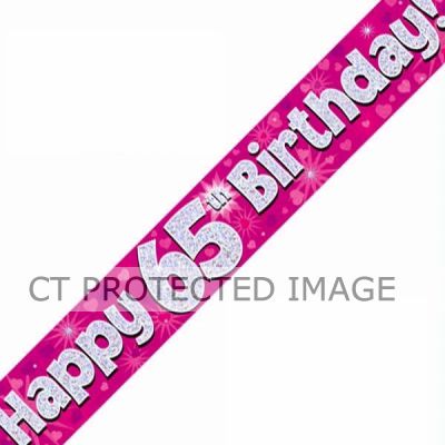 9ft 65th Birthday Pink Banner