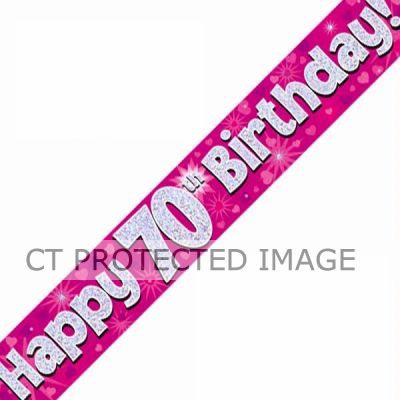 9ft 70th Birthday Pink Banner