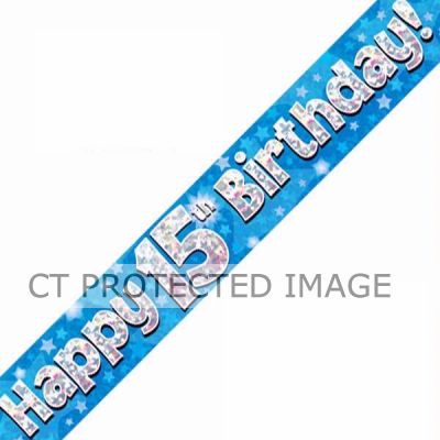 9ft 15th Birthday Blue Banner
