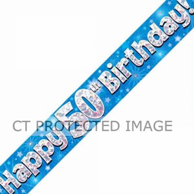 9ft 50th Birthday Blue Banner