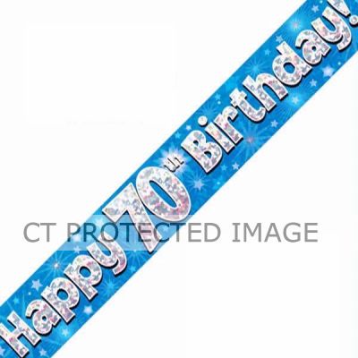 9ft 70th Birthday Blue Banner