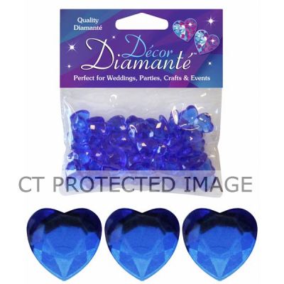 12mm Sapphire Blue Diamante Hearts