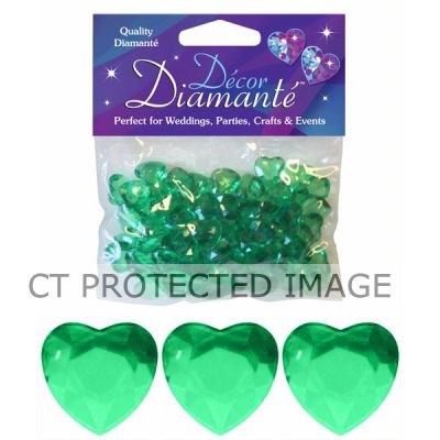 12mm Emerald Diamante Hearts