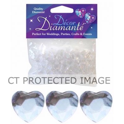 12mm Clear Diamante Hearts