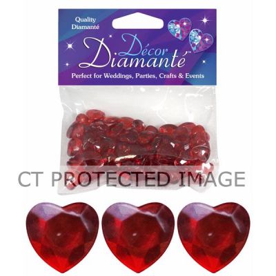 12mm Ruby Diamante Hearts