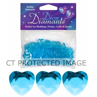 12mm Pearl Blue Diamante Hearts