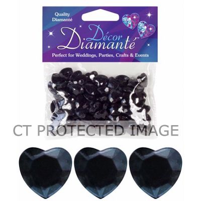 12mm Black Diamante Hearts