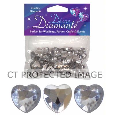 12mm Silver Diamante Hearts